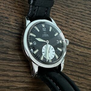 Vintage Omega Automatic Small Seconds Watch | Black Dial | Leather Strap